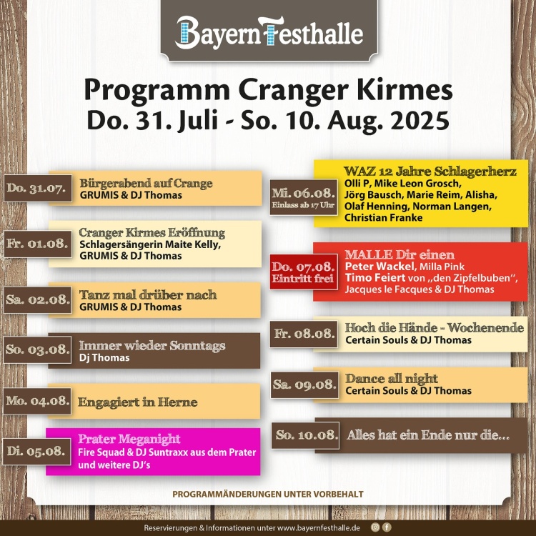 programm cranger festhalle